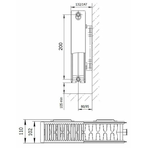 Радиатор стальной панельный AXIS 200*1400 тип 22 Ventil (ниж. подкл.) (AXIS222014V)