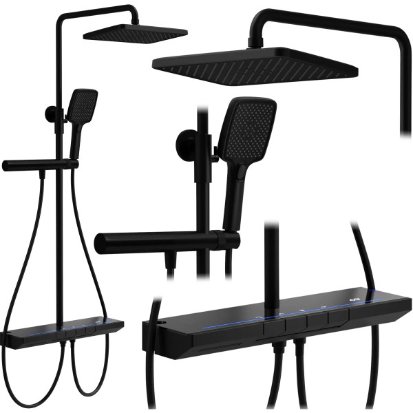 Душевая система термостатическая на четыре режима Rea Pedro Black mat (REA-P0897)