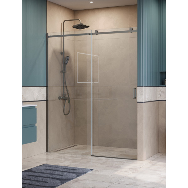 Душевая дверь BelBagno Soft Close-2 160x200 стекло прозрачное, профиль оружейная сталь матовая (SOFT_CLOSE-2-BF-1-160-C-GM)