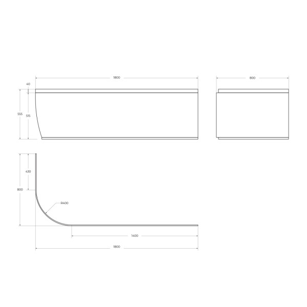 Экран фронтальный Cezares 180x80x55,5 белый (METAURO CORNER-180-SCR-L-W37)