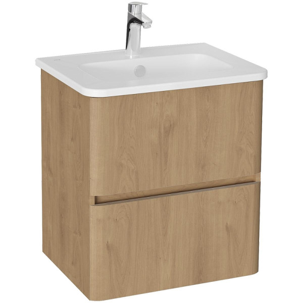 Тумба подвесная Vitra Mia Plus Round с 2 ящиками с раковиной 60 см цвет золотой дуб (69817)