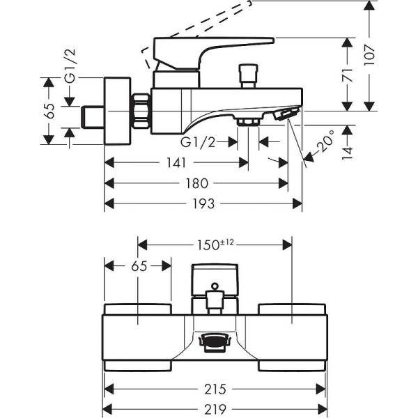 Смеситель для ванны Hansgrohe Metropol золотой (32540990)