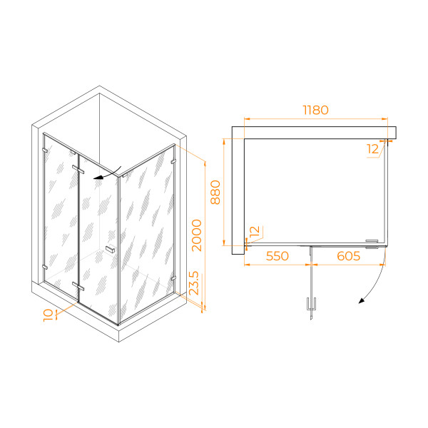 Душевой уголок RGW Stilvoll 120x90 стекло матовое, профиль черный (353204029-24)