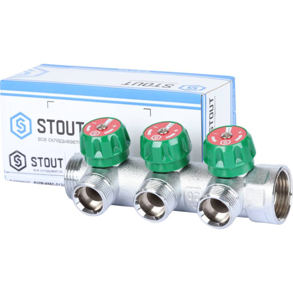 Коллектор 3 отвода регулируемый 1"x3/4"(18)EK Stout (хром) (SMB-6850-013403) Коллектор 3 отвода регулируемый 1"x3/4"(18)EK Stout (хром) (SMB-6850-013403)