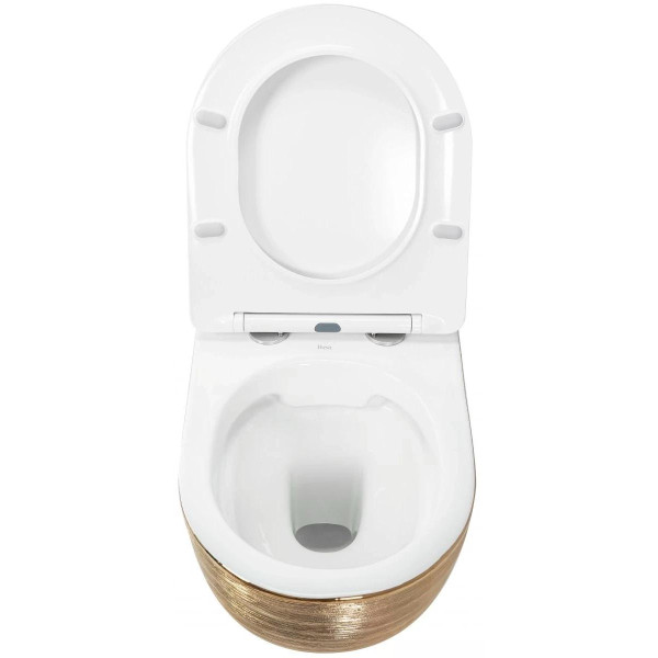 Унитаз подвесной безободковый Rea Carlo mini Brush Gold/White золотой (REA-C6942) Унитаз подвесной безободковый Rea Carlo mini Brush Gold/White золотой (REA-C6942)