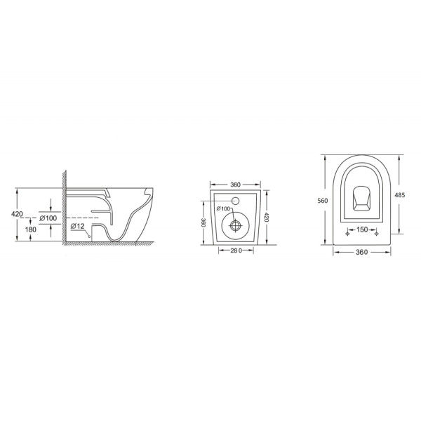 Унитаз напольный ABBER Bequem белый, безободковый (AC1111)