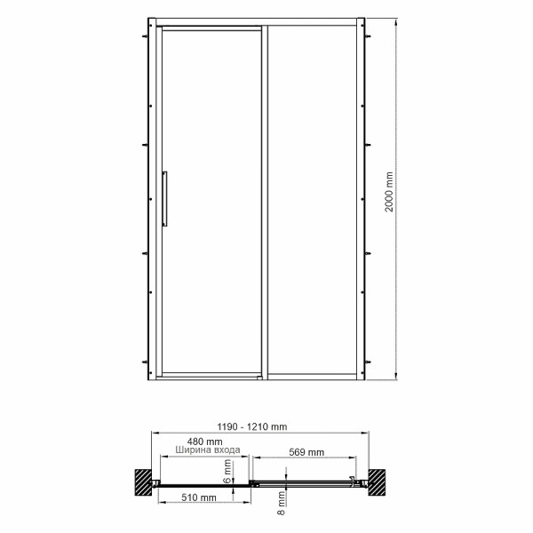 Душевая дверь WasserKRAFT Lopau 32S 120х200х90 стекло прозрачное, профиль хром (32S05R)