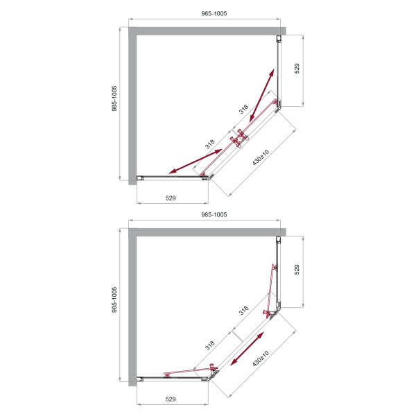 Душевой уголок BelBagno UNO-195 100x100 стекло прозрачное, профиль хром (UNO-195-P-2-100-C-Cr)