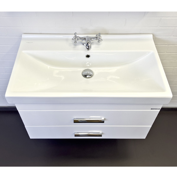 Тумба подвесная Comforty Никосия 800x530x450 дуб белый матовый с раковиной (00-00001512) Тумба подвесная Comforty Никосия 800x530x450 дуб белый матовый с раковиной (00-00001512)