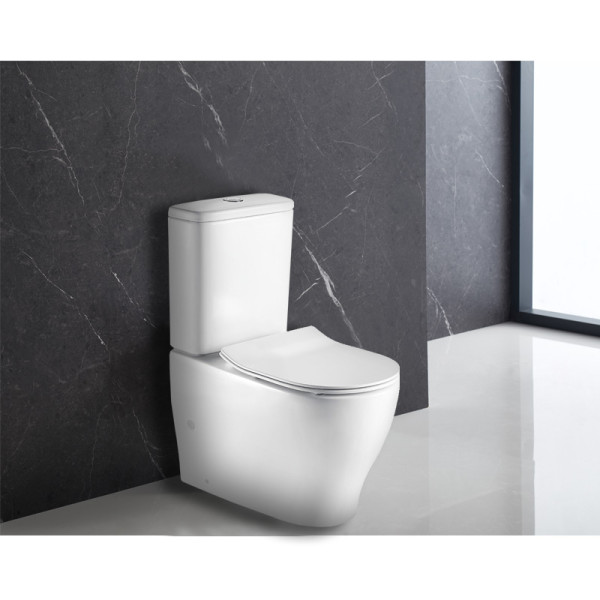 Унитаз напольный Maro безободковый с бачком и сиденьем микролифт 690x385x840 (AZ-2154)