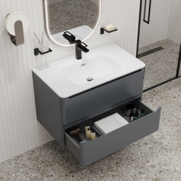 Тумба с умывальником подвесная Iddis Edifice 80x46,7 темно-серый (EDI80D0i95K)