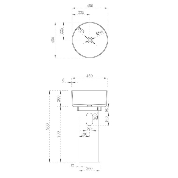 Раковина напольная Abber Kristall 450x450 оливковый (AT2702Vesuvian-H)