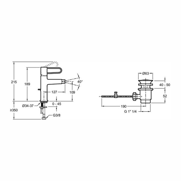 Смеситель для биде Jacob Delafon Odeon Rive Gauche хром (E21033-BL-CP)