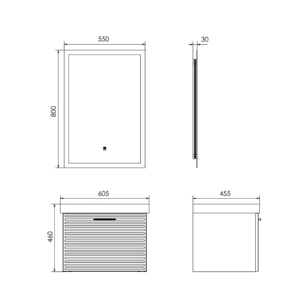 Тумба подвесная с раковиной Comforty Касабланка 600x455x460 серый шёлк (00-00019249)
