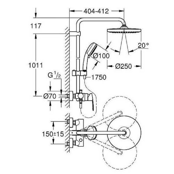 Душевая система Grohe New Tempesta Cosmopolitan System хром (26673000)