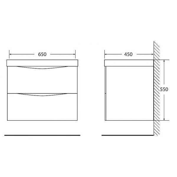 Тумба подвесная BelBagno Marino 65 Rovere Grigio (MARINO-650-2C-SO-RG-P)