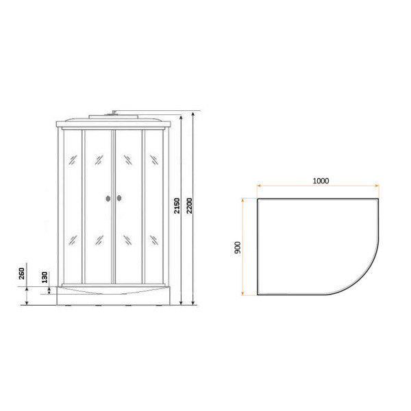 Душевая кабина Classic 90x100 стекло матовое, профиль хром матовый (NG-33094L)