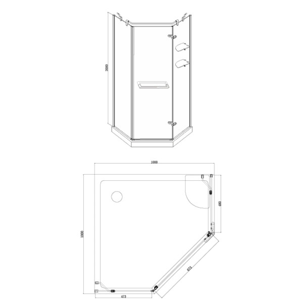 Душевой уголок Azario Montreal 100x100x200 стекло прозрачное, профиль Золото глянцевое (AZ-NWG3231 100 R GOLD)