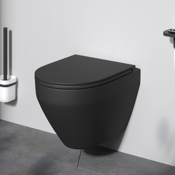 Унитаз подвесной AM.PM Spirit V2.0 FlashClean с сиденьем микролифт черный матовый (C701700MBSC) Унитаз подвесной AM.PM Spirit V2.0 FlashClean с сиденьем микролифт черный матовый (C701700MBSC)
