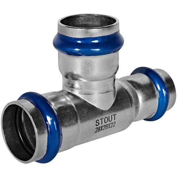 Тройник переходной 28х28х22 Stout SSS-2014 ВПр (нерж.ст., пресс) SSS-2014-282822 Тройник переходной 28х28х22 Stout SSS-2014 ВПр (нерж.ст., пресс) SSS-2014-282822