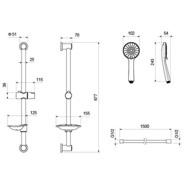 Душевой гарнитур Aquatek Бетта хром (AQ2013CR)