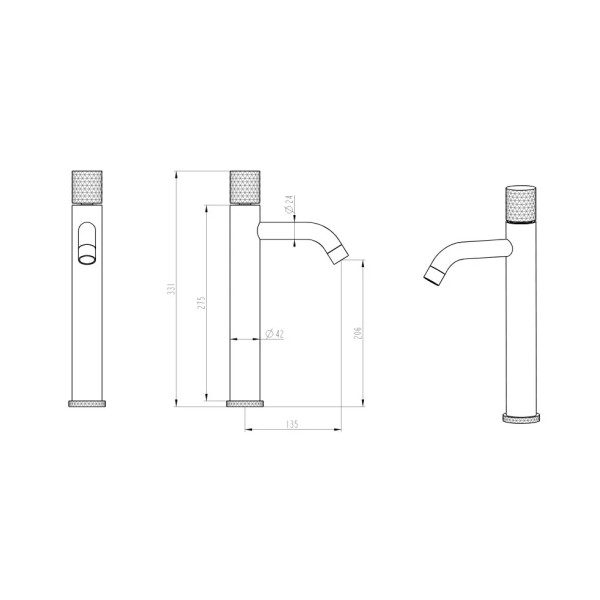 Смеситель для раковины Boheme Stick MG (золото-матовый) (122-MG.3)