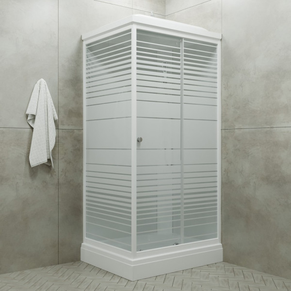 Душевая кабинаTriton Квадро 120x80 стекло прозрачное полосы, профиль белый полосы (DK264)