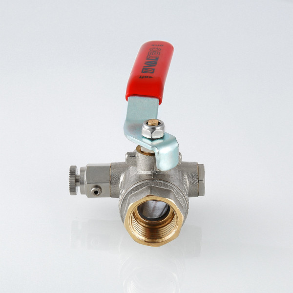 Кран 1/2" ВВ шаровый с дренажем и воздухоотводчиком Valtec (красная ручка) VT.245.N.04 Кран 1/2" ВВ шаровый с дренажем и воздухоотводчиком Valtec (красная ручка) VT.245.N.04