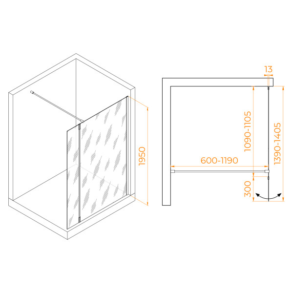 Душевая перегородка RGW WA-051 (WA-010 + Z-071) 1100 стекло прозрачное, профиль хром (351005113-11) Душевая перегородка RGW WA-051 (WA-010 + Z-071) 1100 стекло прозрачное, профиль хром (351005113-11)