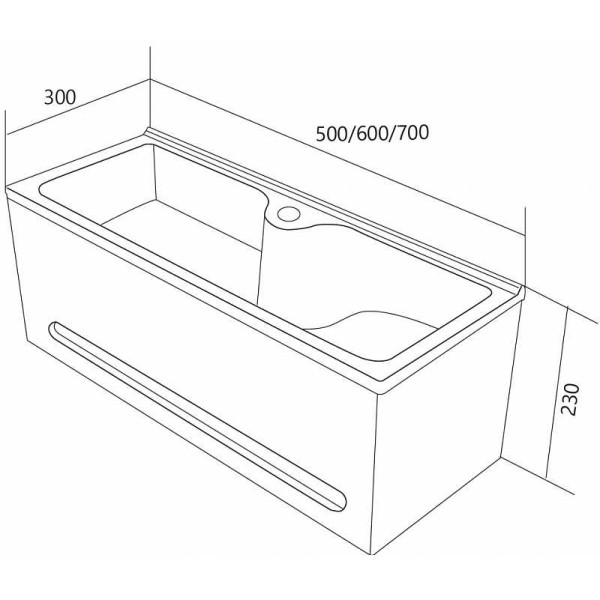 Панель навесная 1Marka Tiny 600*300*230 с раковиной, белая глянец (У84220)