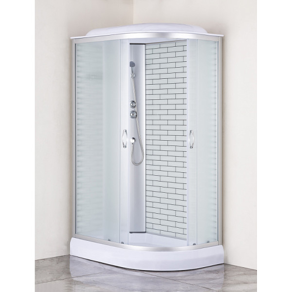 Душевая кабина Loranto 120x80x215 стекло матовое, профиль хром, белый кирпичный узор (CS-66120-13L FW 120)