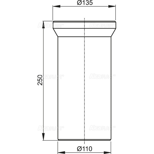 Отвод для унитаза AlcaPlast прямой 250 мм. белый (A91-250)