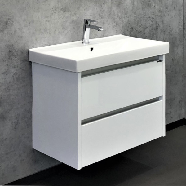 Тумба подвесная Comforty Верона 750x620x460 дуб белый матовый с раковиной (00-00001438)
