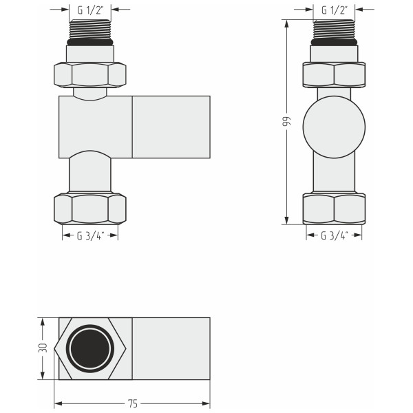 Вентиль прямой Сунержа 1/2"x3/4" НР/НГ цилиндр матовый белый (30-1401-1234)