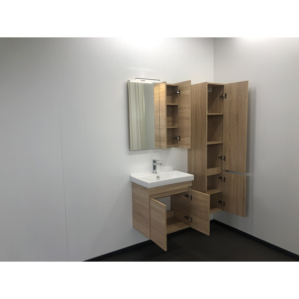 Шкаф зеркальный Comforty Тромсе 600x150x750 дуб сонома (00004142221)