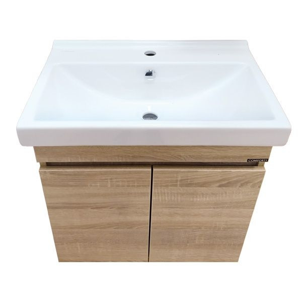 Тумба подвесная с раковиной Comforty Тромсе 600x400x630 дуб сонома (00004142217)
