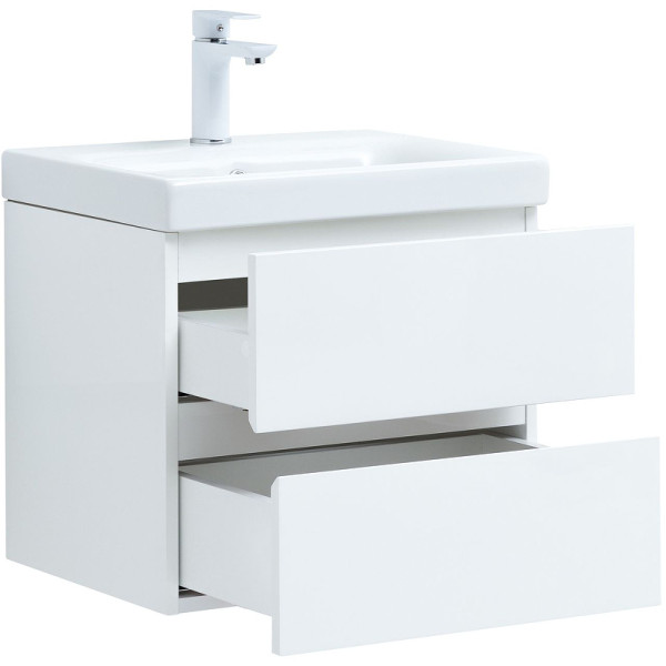 Тумба подвесная Aquanet Беркли 50 белый глянец (2 ящика) (302347)