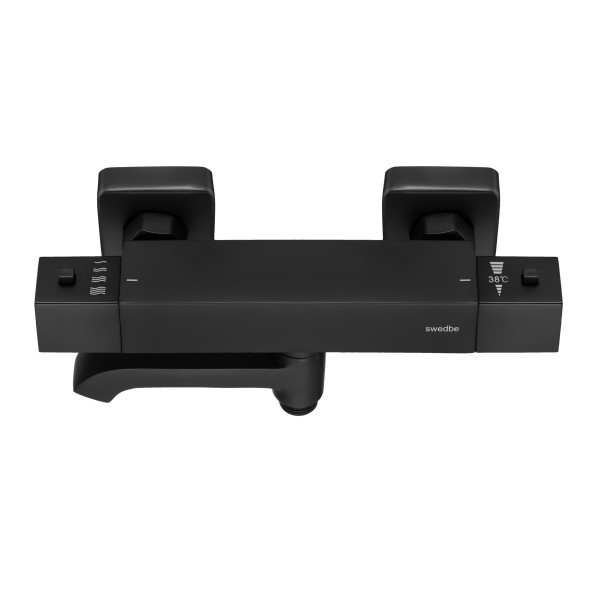 Смеситель для ванны и душа Swedbe Mercury термостат, с повортн.изливом черный (9062B) Смеситель для ванны и душа Swedbe Mercury термостат, с повортн.изливом черный (9062B)