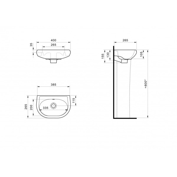 Раковина подвесная Santek Бриз 385x265x155 белая (1WH110439) Раковина подвесная Santek Бриз 385x265x155 белая (1WH110439)