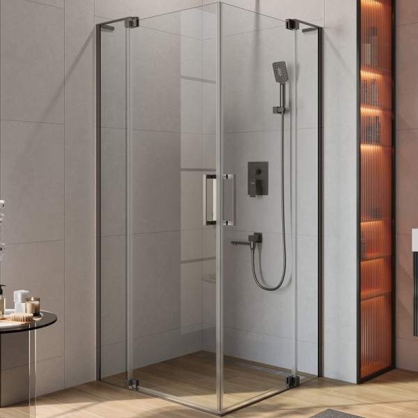 Душевой уголок Cezares Slider 90x90x195 стекло прозрачное, профиль оружейная сталь (SLIDER-A-2-90/100-C-GM)