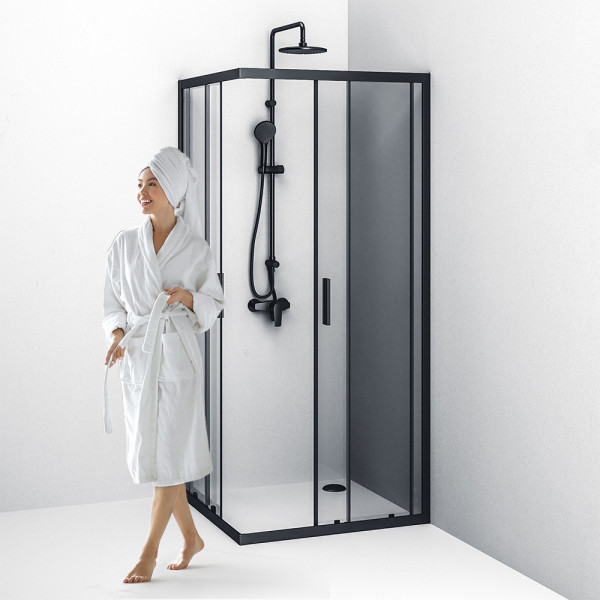 Душевой уголок AM.PM Gem S 90x90x200 стекло прозрачное, профиль черный матовый (W93G-403-090BT)