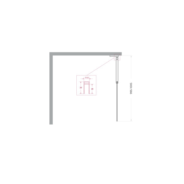 Душевое ограждение BelBagno Uno 100x200 стекло рифленое, профиль хром глянцевый (UNO-L-1-TB-100-FL-Cr)