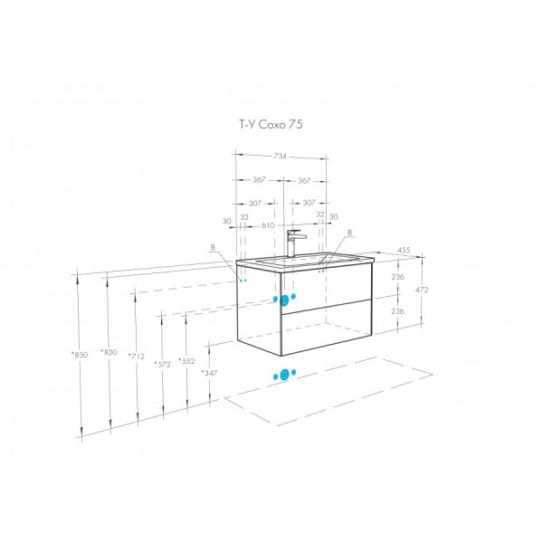 Тумба подвесная Aquaton Сохо 734x455x482 дуб веллингтон, черный софт (1.A258.1.01A.JA0.0)