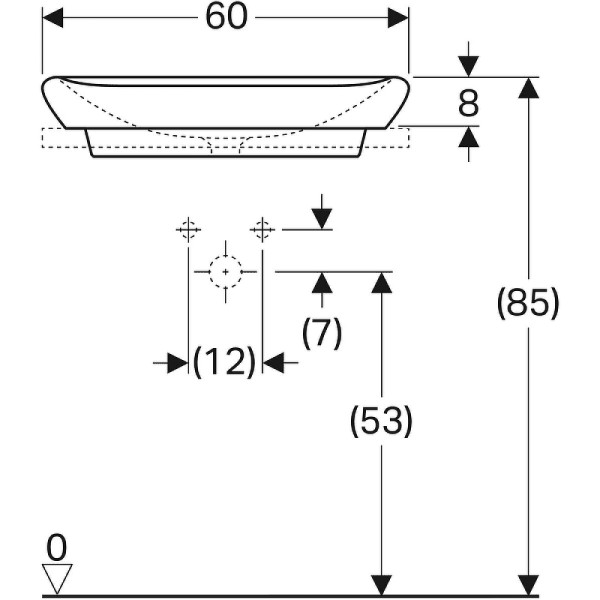Раковина накладная Geberit myDay 60 встраиваемая на столешницу, белая (245460600)