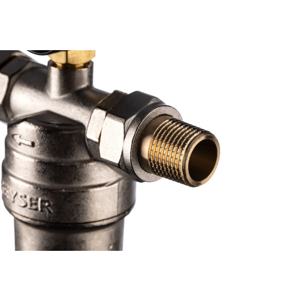 Фильтр с манометром самоочищающийся Гейзер-Бастион 7508165201 1/2" (латунный корпус, со сгонами) (32677)