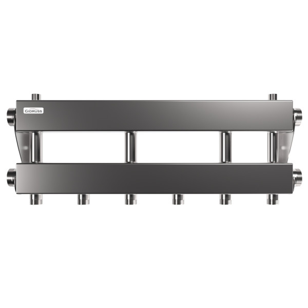 Коллектор модульный Gidruss MKSS-150-3x25 (до 150 кВт, 2 магистр. подкл. G 1 1/2", 3 контура G 1" вверх или вниз, нерж ст.) Коллектор модульный Gidruss MKSS-150-3x25 (до 150 кВт, 2 магистр. подкл. G 1 1/2", 3 контура G 1" вверх или вниз, нерж ст.)