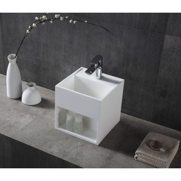 Тумба-раковина подвесная Abber Stein 300x300x300 белая матовая (AS2639)