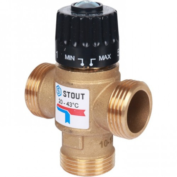 Вентиль термостатический смесительный Stout 1" НР 20-43°C, KVs 2,5 SVM-0120-254325 Вентиль термостатический смесительный Stout 1" НР 20-43°C, KVs 2,5 SVM-0120-254325