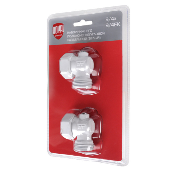 Комплект угловых фитингов со встроенным шаровым краном Royal Thermo 3/4"х3/4"EK (белый) (RANPU13434WH)