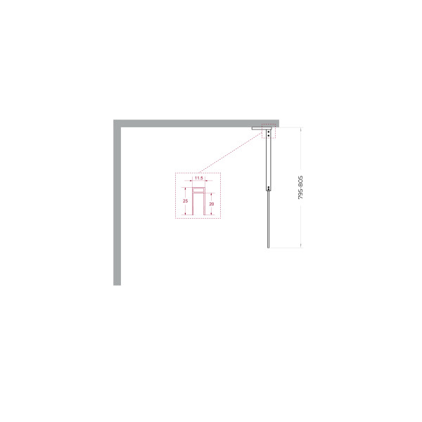 Душевое ограждение BelBagno Uno 80x200 стекло прозрачное, профиль хром глянцевый (UNO-L-1-TB-80-C-Cr)